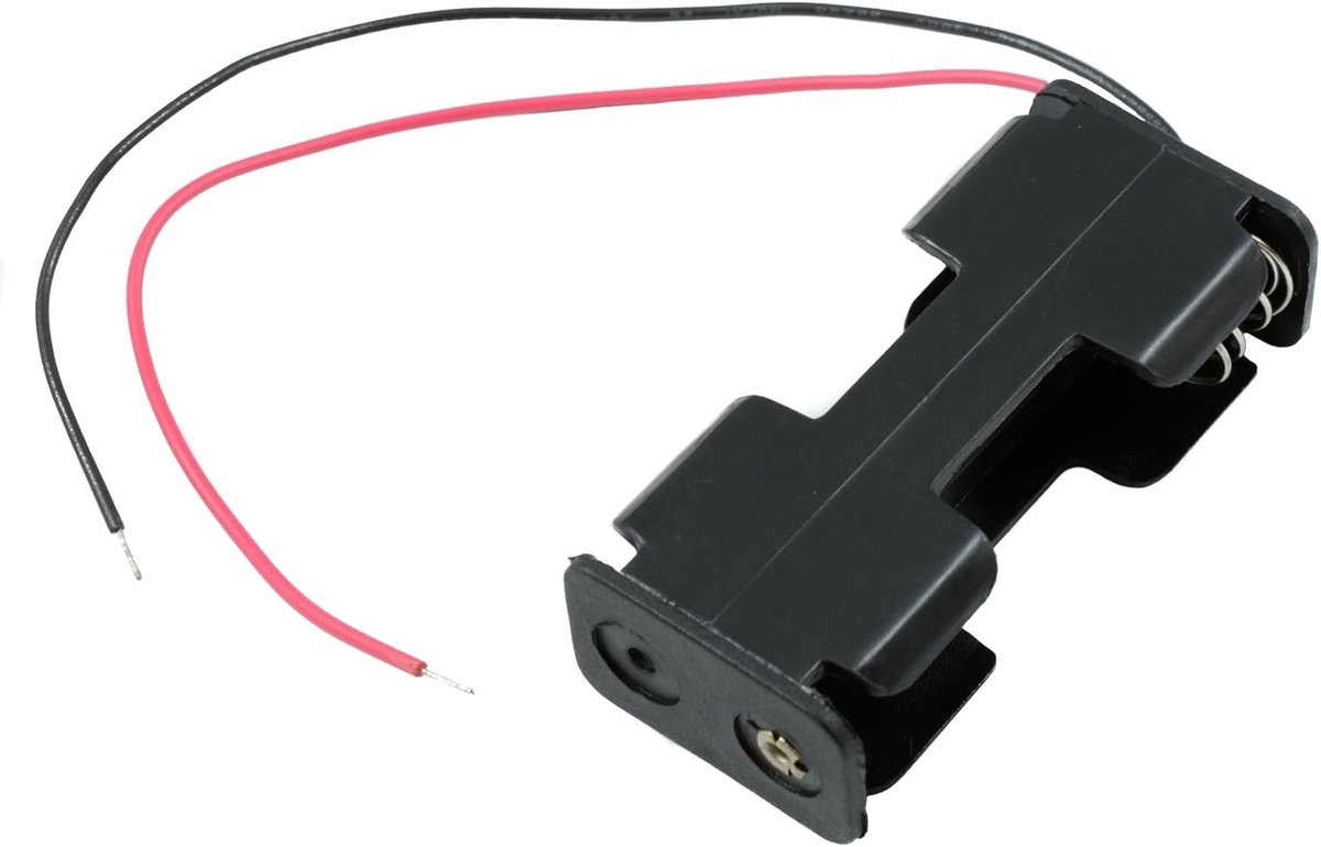 Batterij Houder - Batterij Doos - Energie Toevoegen - Met 150mm Draden - 2x AA - Zwart
