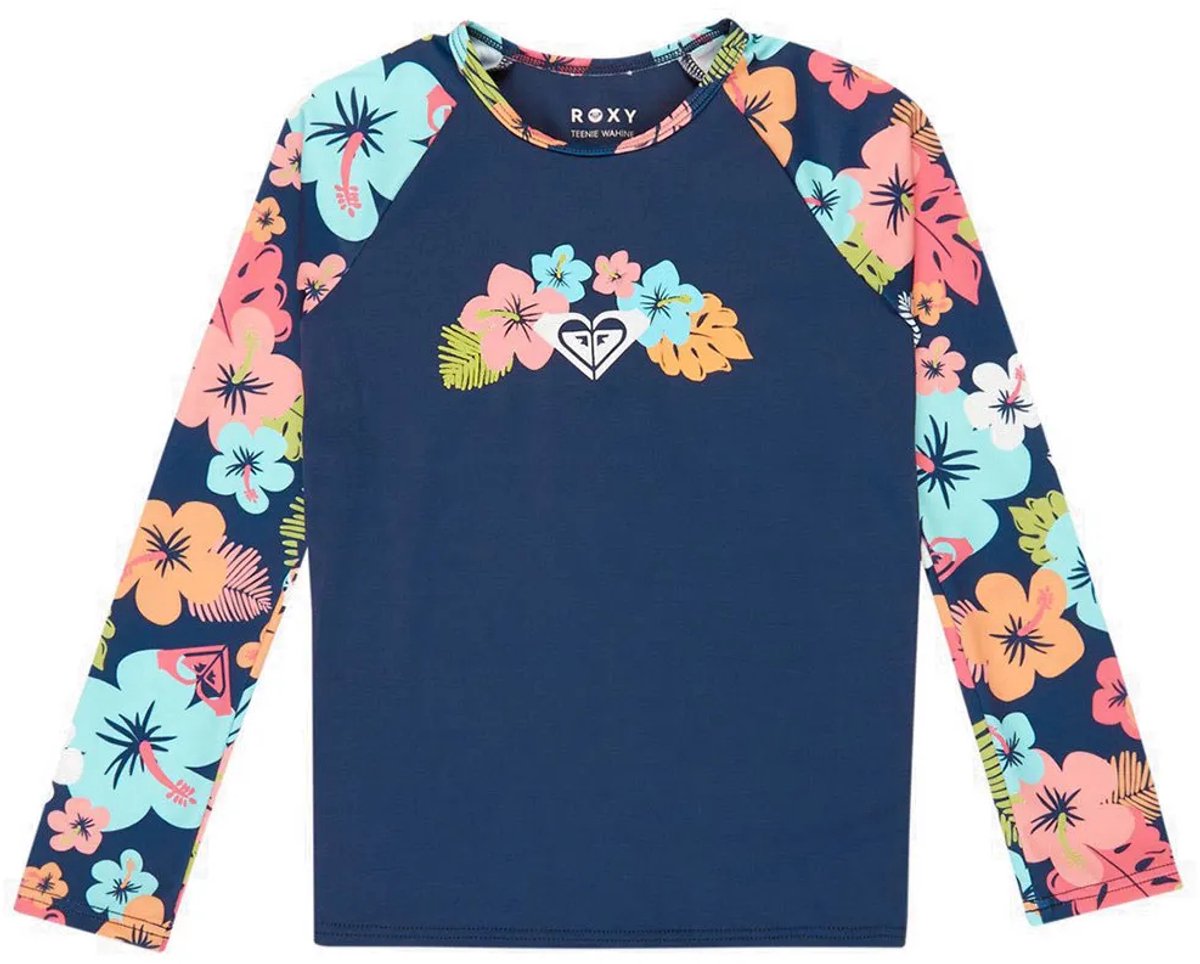 Roxy Set Flower Rash Guard Met Lange Mouwen 3 Years Meisje Mood Indigo Morning Flowers Tw