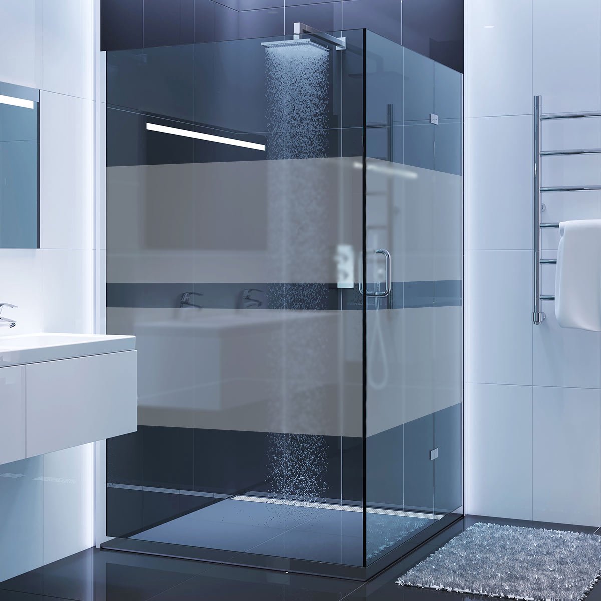 Privacy raamfolie - Massieve strook - Zelfklevende raamfolie voor ramen en douchedeuren - 