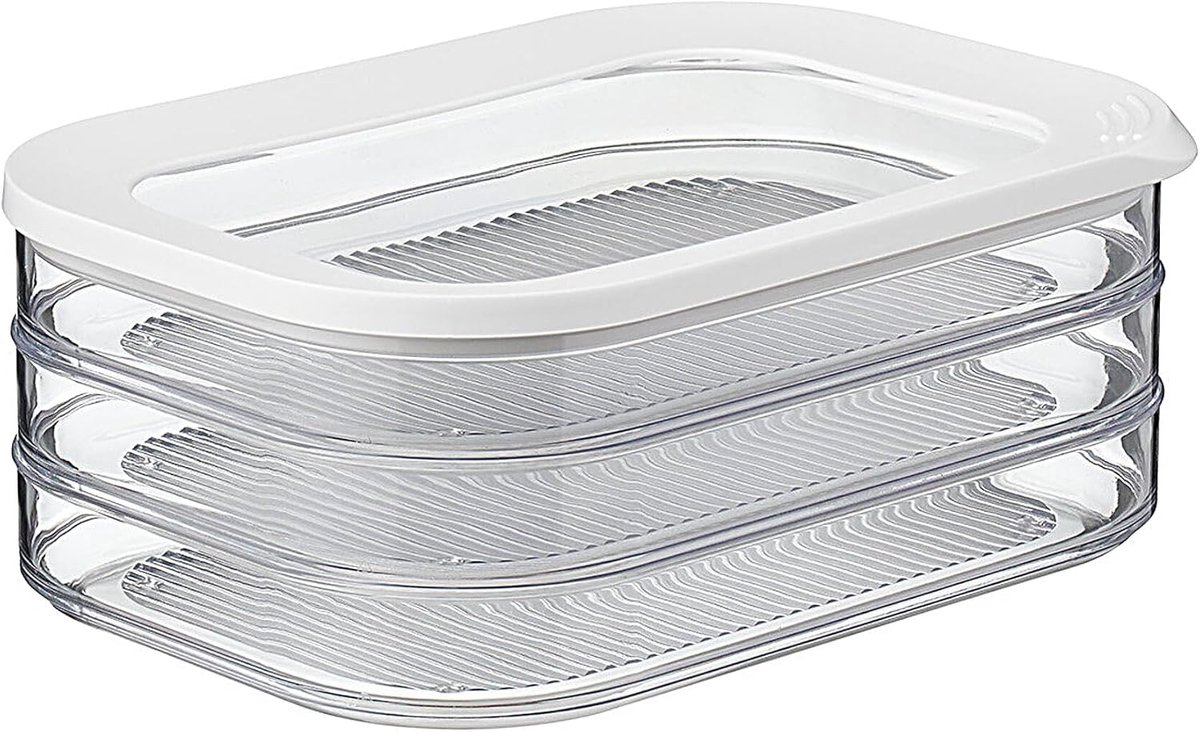 Maaltijdbakjes, koelkastbakjes, afmetingen 23 × 16 × 9 (cm), drie lagen - wit