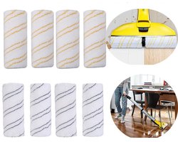 Microvezel rollenset - geschikt voor Karcher FC3 FC3D FC5 FC7 Floor Cleaner Onderdelen Vervanging Rollen - Dweil Pad Mop Microfiber - afwasbaar - 8 stuks （4geel + 4grijs）