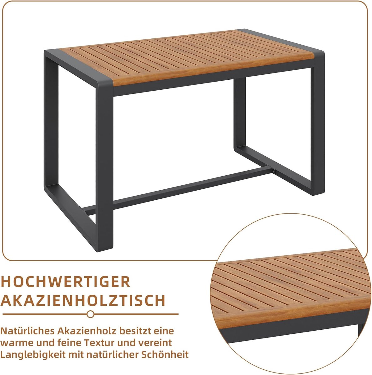 Tuinloungeset 8 Personen – Bellavero Hoekbank Outdoor Set met Eettafel, 2 Stoelen, Massief Acaciahout, Metalen Frame, Verstelbare Poot, Inclusief Zit- en Rugkussens, Grijs – Tuin, Terras & Balkon Meubelset