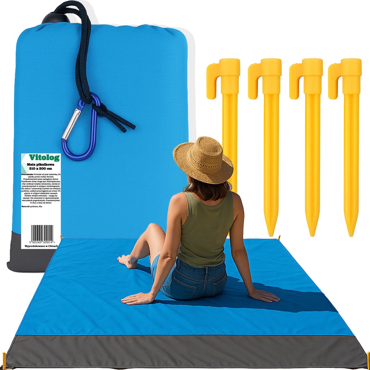 Vitolog Serie - Waterdichte Picknickmat - 210x200 cm - Nylongebaseerd - Blauw