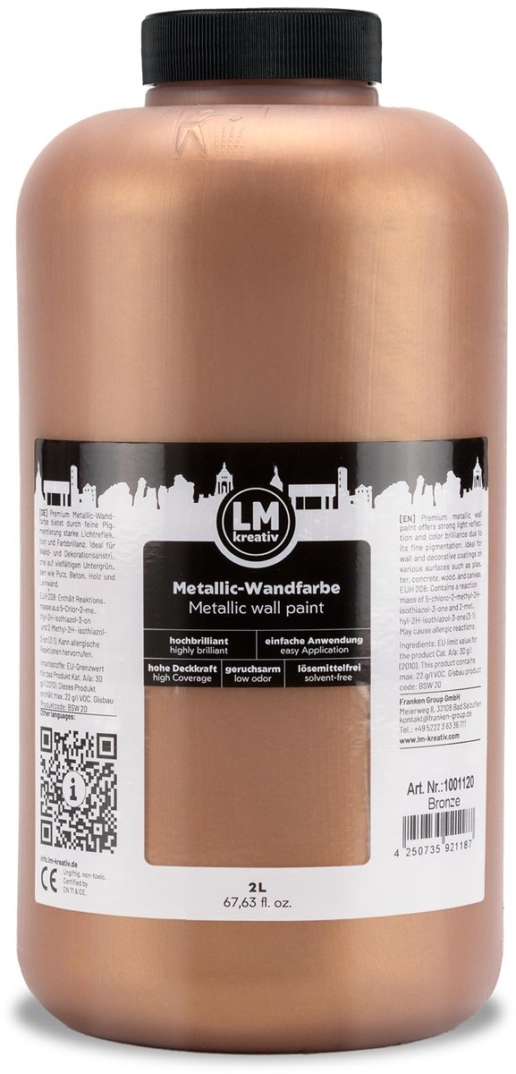 LM-Kreativ Metallic wandverf – Brons – 2 liter – Glans finish