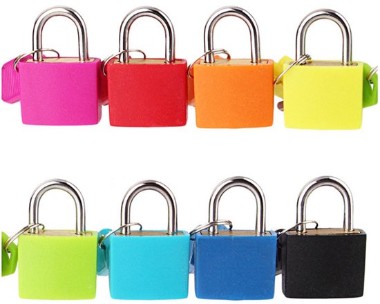 2 stuks kofferslot met sleutel, mini-hangslot, kleine koffersloten, veiligheidsslot (blauw zwart