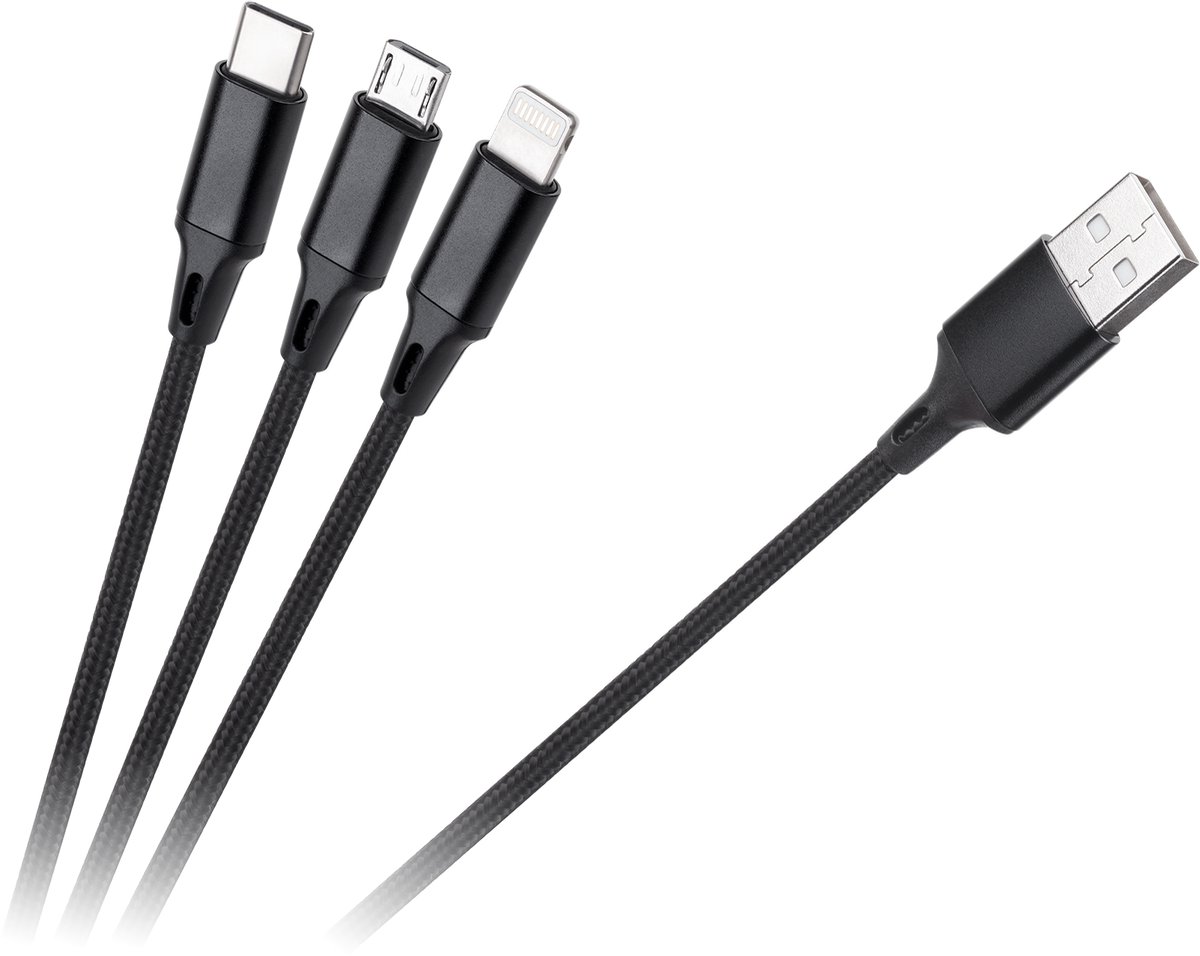 Rebel - Kabel USB 3w1 - Micro USB/USB C/Lightning - 100 cm