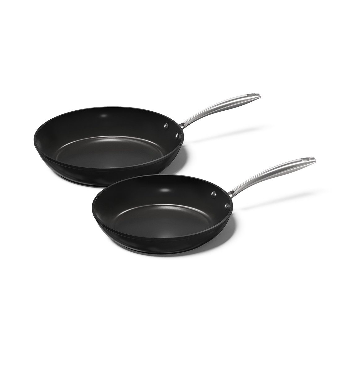 Cook & Pan - Koekenpannenset 2-delig - PFAS vrij - Inductie Keramisch - Non stick - 7 jaar garantie - Zwart