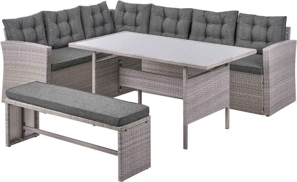 Beliani VITERBO - Loungeset voor 8 - Grijs - PE rotan