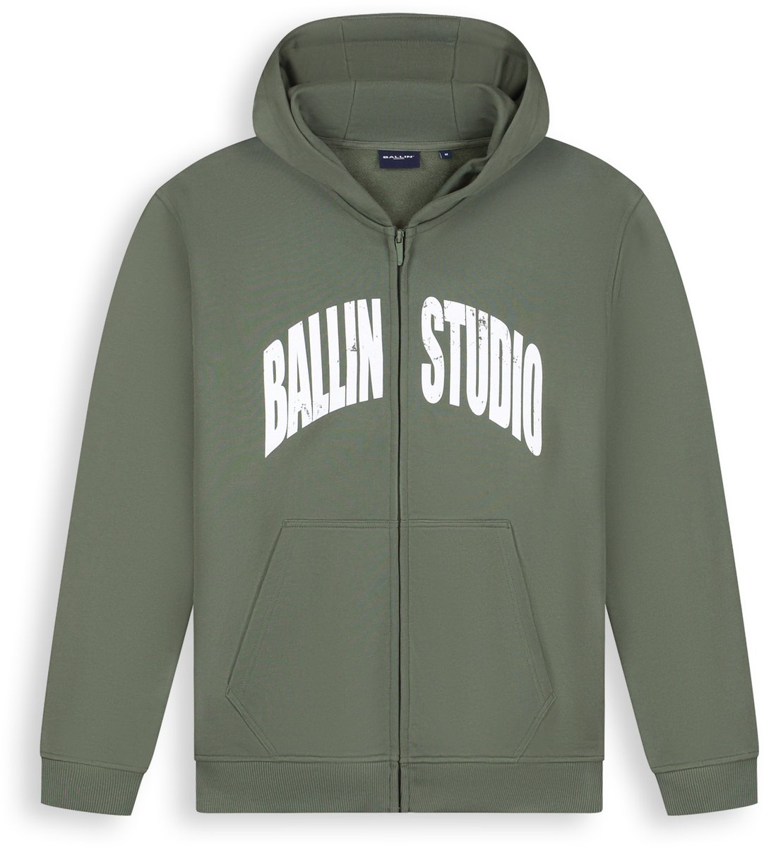 Ballin Amsterdam - Heren Loose fit Sweaters Zip-up LS - Dark Army - Maat M