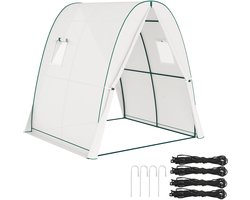 Boogkas Folie - Gotische Kas 1,8x1,8x2 m - Met Zandzakken Versterkt - Dubbele Deur Sneeuwbestendig - Voor Jaarrond Tuinieren - Wit