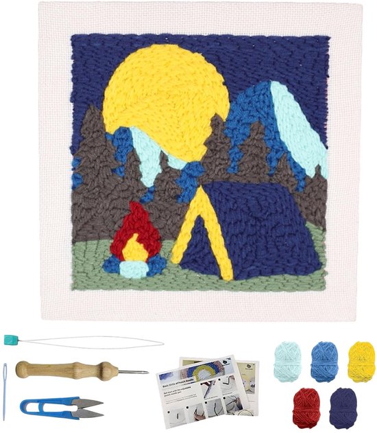 FREEBLOSS DIY Punch Needle Kit Camping Wanddecor - Framed Embroidery ...