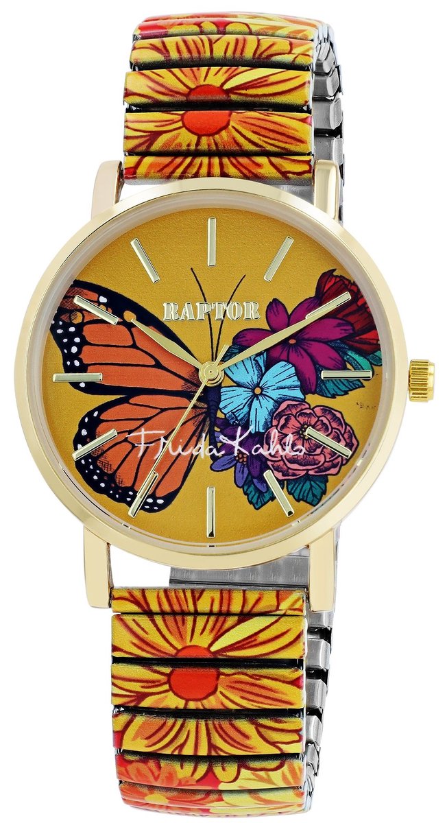 Raptor dameshorloge roestvrij staal Frida Kahlo Edition met roestvrijstalen band, 3 ATM, incl.