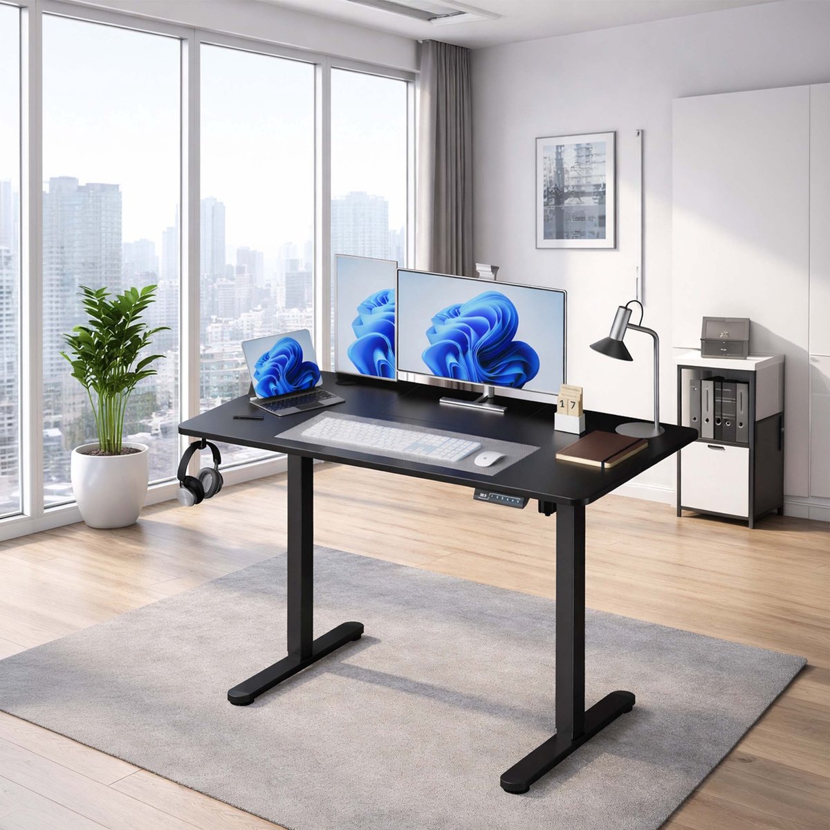 Zit Zit sta bureau 160x60cm hoogte verstelbaar zwart thumbnail 4
