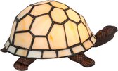 Tiffany tafellamp schildpad - Crème-wit - L 22 cm - Glas in lood - Warm licht - Decoratieve figuurlamp | RORUVERA