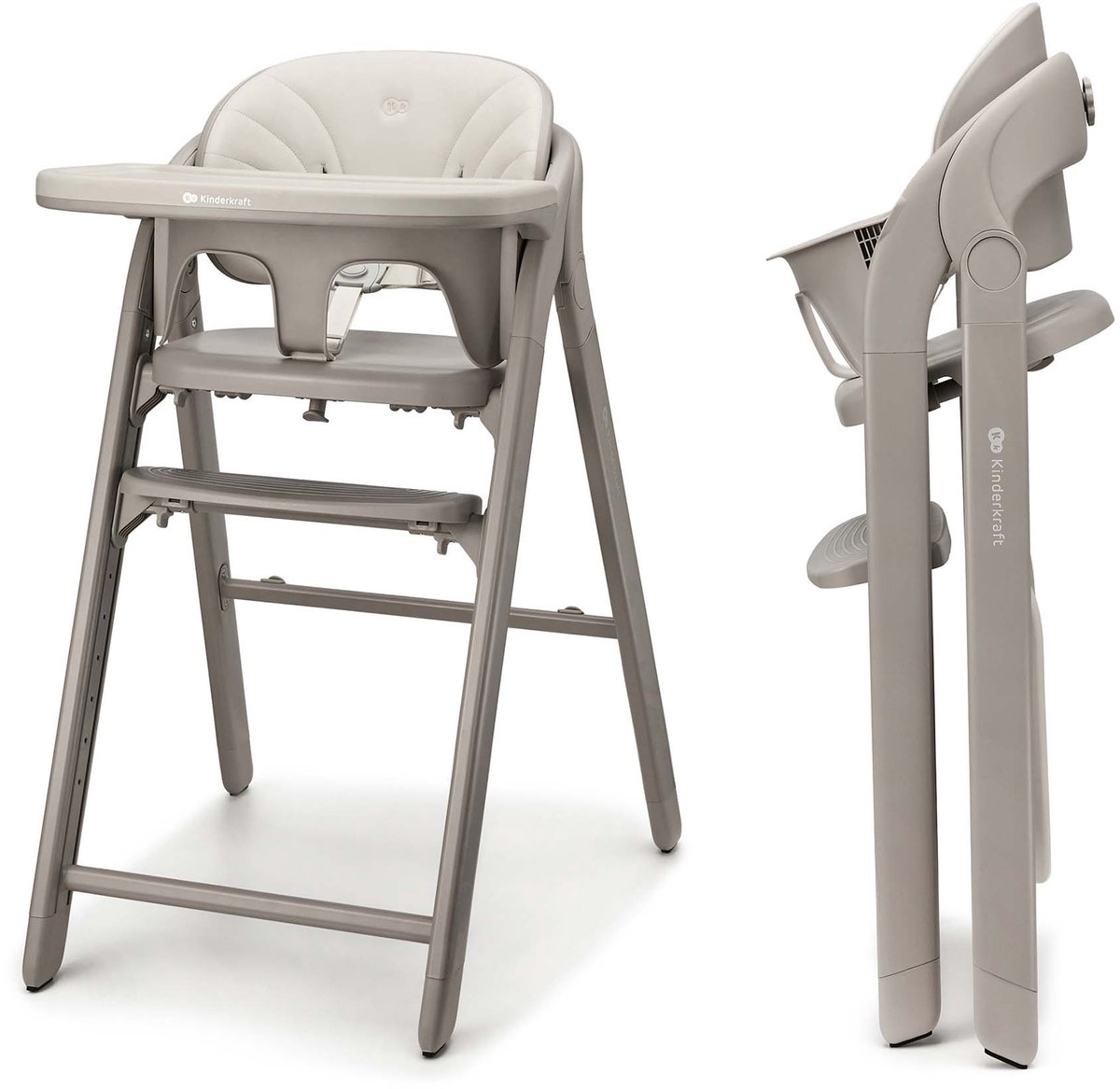 Kinderkraft TINO 3-in-1 Kinderstoel - verstelling van zitting en voetensteun - 5-punts veiligheidsgordel - eenvoudig inklapbaar - Beige