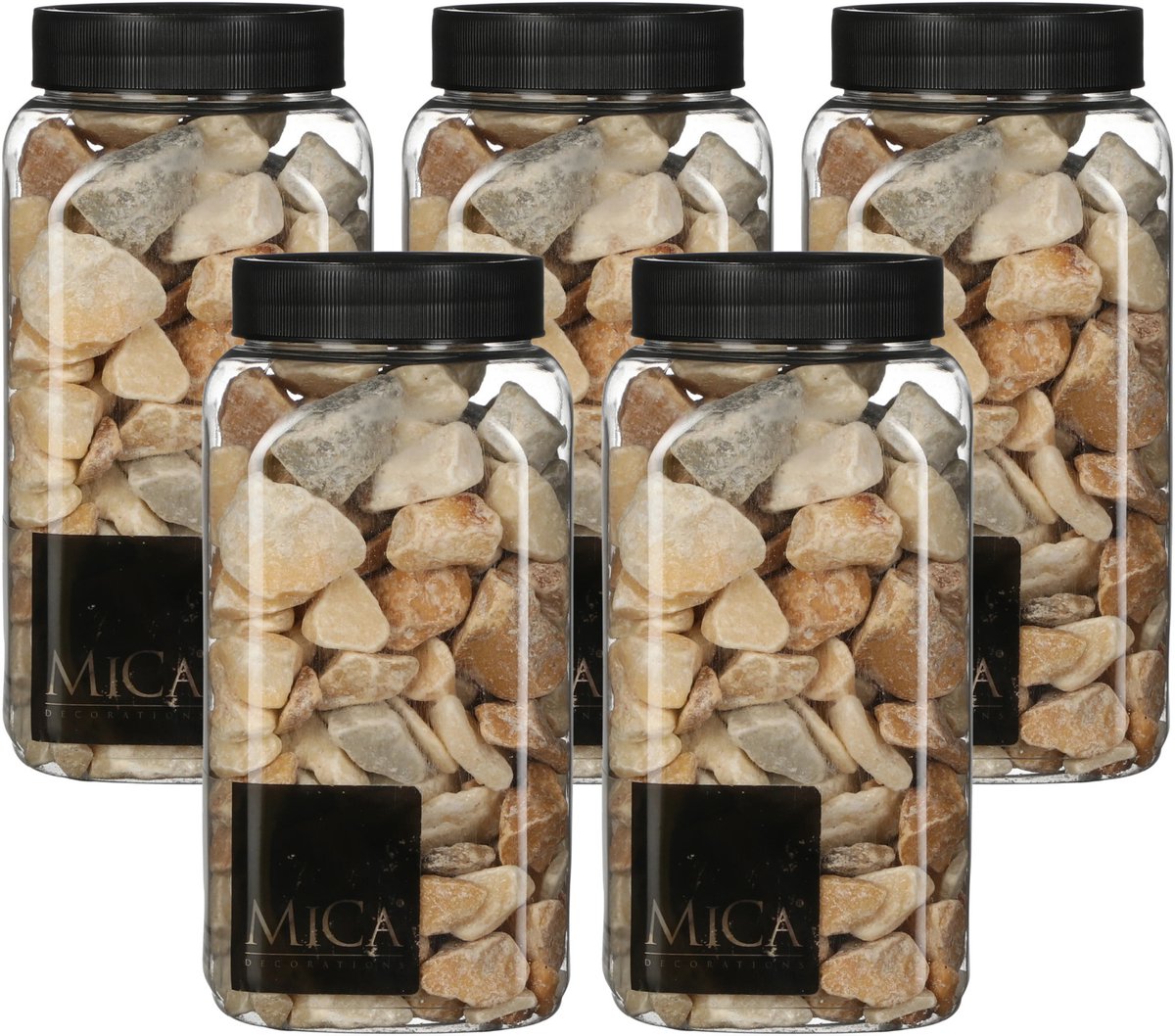 Mica Decorations decoratie stenen - 5x - 650ml - lichtbruin mix - hobby steentjes - sier stenen