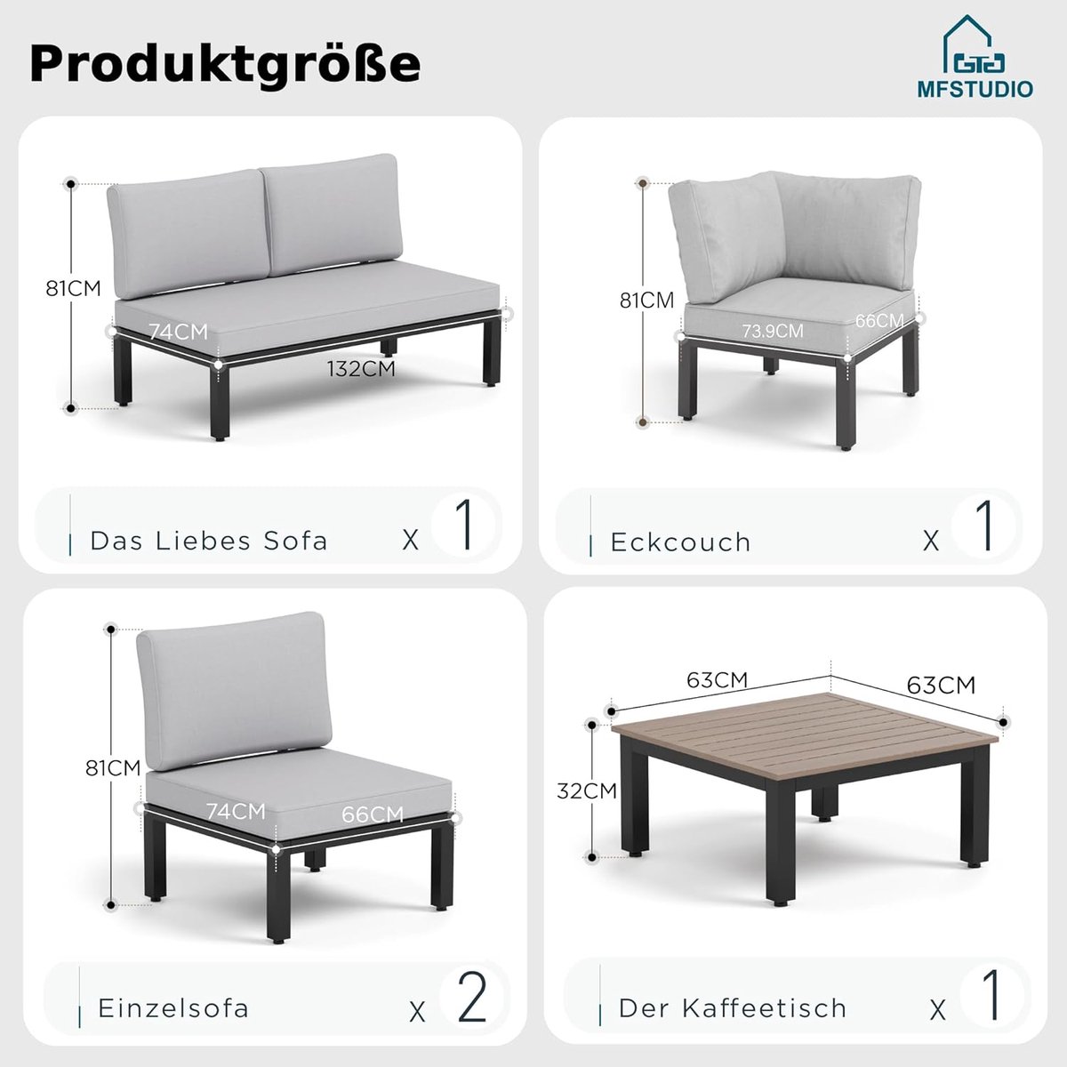 Tuinloungeset L-vormig voor Buiten – Bellavero 2-Zits Modulaire Outdoor Zitgroep met Afneembare Kussens – Modern Grijs Tuinmeubelset voor Terras, Balkon of Tuin