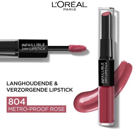 L'Oréal Paris Infaillible 24H Lipstick - Langhoudende 2-staps Lipstick met Vitamine E - 804 Metroproof Rose - Nude- - 5.7ml