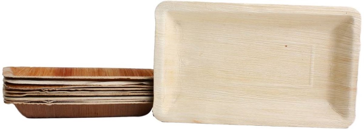 50x rechthoekige borden van palmblad maat 15 x 25 cm