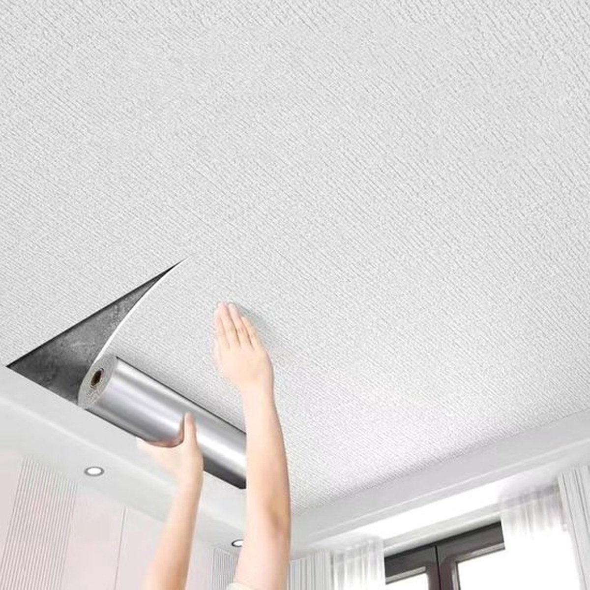 Zelfklevende Wandsticker 50cm×5m - Zelfklevende Plafondsticker - Decoratieve Plafondbekleding - Wanddecoratie Voor Woonkamer, Slaapkamer, Badkamer (Wit)