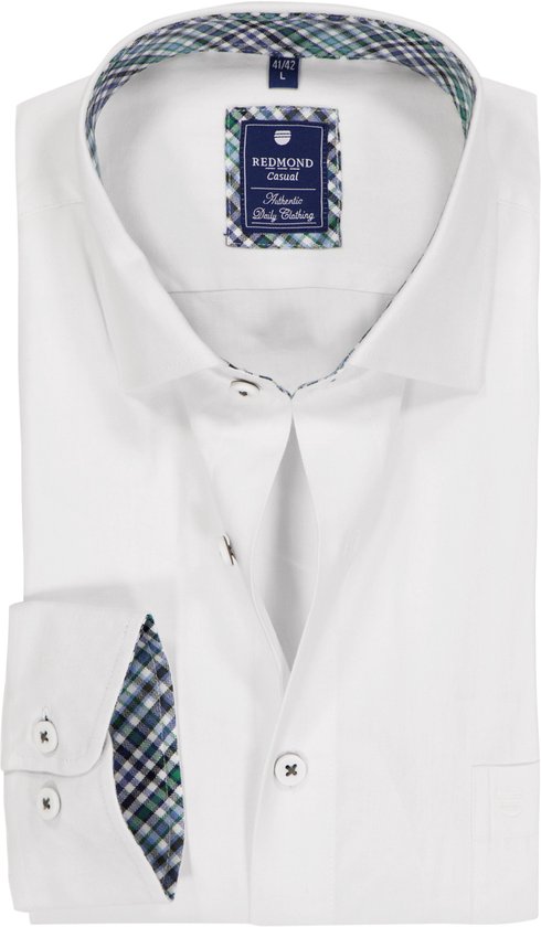 Chemise Redmond Comfort Fit - sergé - blanc - Repassage facile - Taille de col : 51 - 52