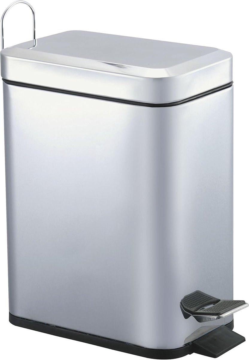 Afvalemmer met Pedaal - Prullenbak Keuken - Hygiënisch Afval - Rechthoekig Design - 5 Liter Capaciteit - Zilver