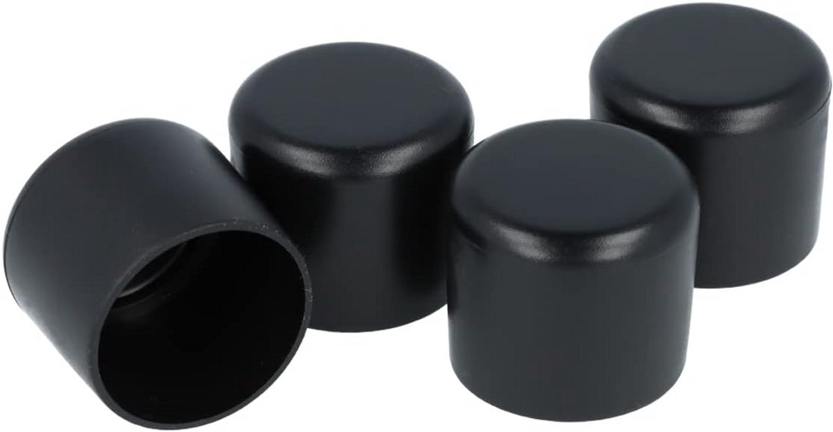 4x Ronde Buiskapjes Zwart voor Poten 21 mm - Meubelglijders & Stofdop