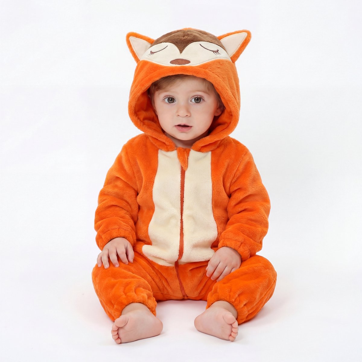 JAXY Baby Onesie - Carnavalskleding Kinderen - Verkleedkleren Jongen en Meisje - Verkleedkleding - Romper - EU 74/80 (label 90) - Vos
