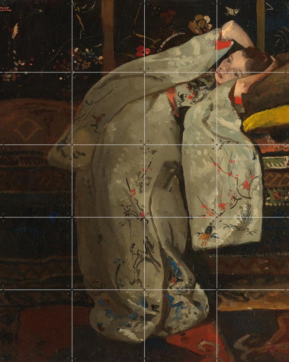 IXXI Meisje in witte kimono, George Hendrik Breitner & Rijksmuseum - 80 x 100 cm - Gratis ophangtool - Grote wanddecoratie en posters - Olieverf