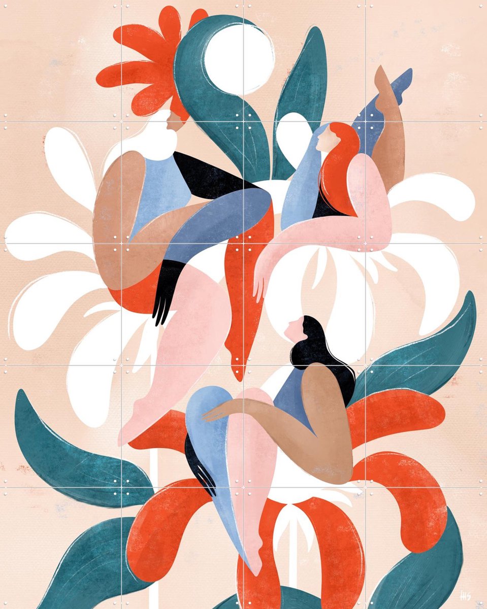 IXXI Wild Flowers, Maggie Stephenson - 80 x 100 cm - Gratis ophangtool - Grote wanddecoratie en posters - Kleurrijk, Speels, Illustraties, Abstract