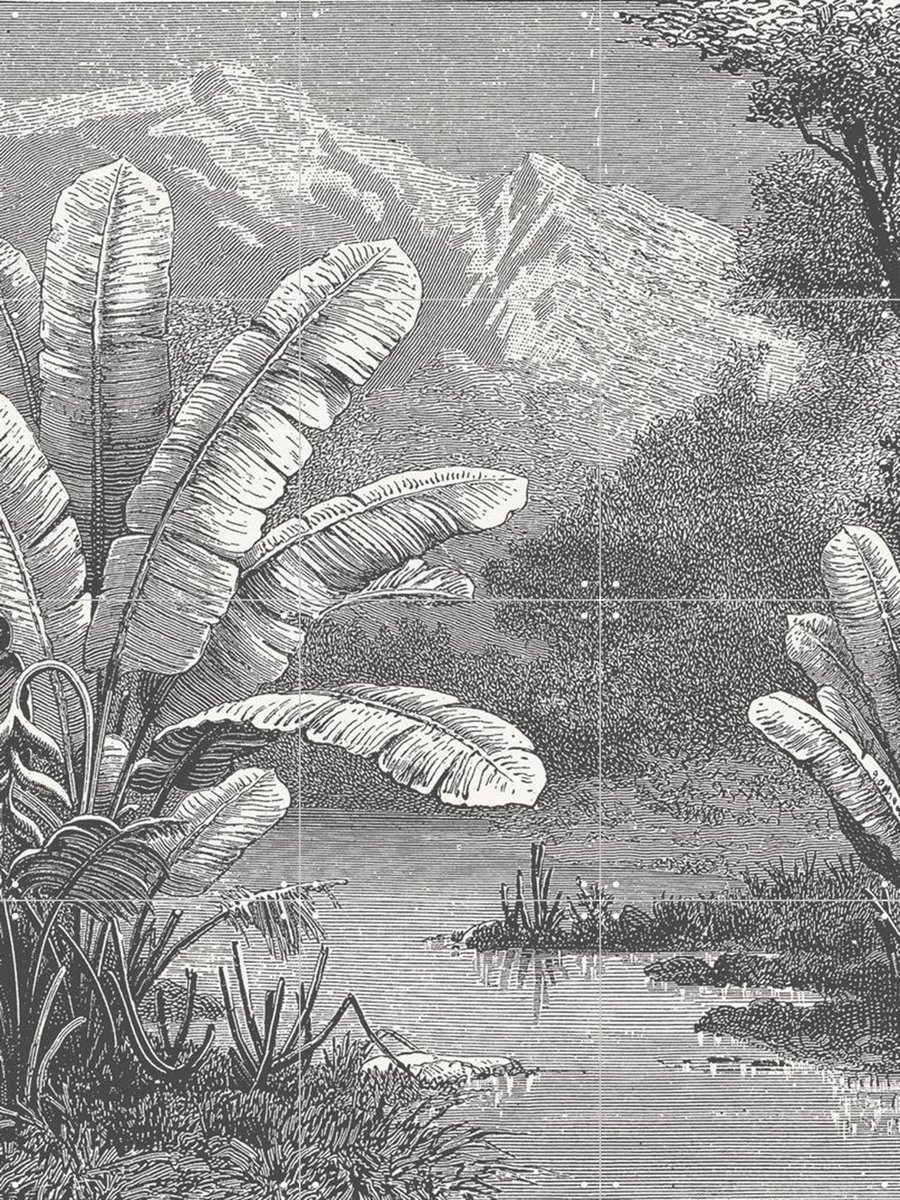 IXXI Tropical Marsh, Aster Edition - 60 x 80 cm - Gratis ophangtool - Grote wanddecoratie en posters - Naturalisme, Vintage, Houtsnede, Illustraties