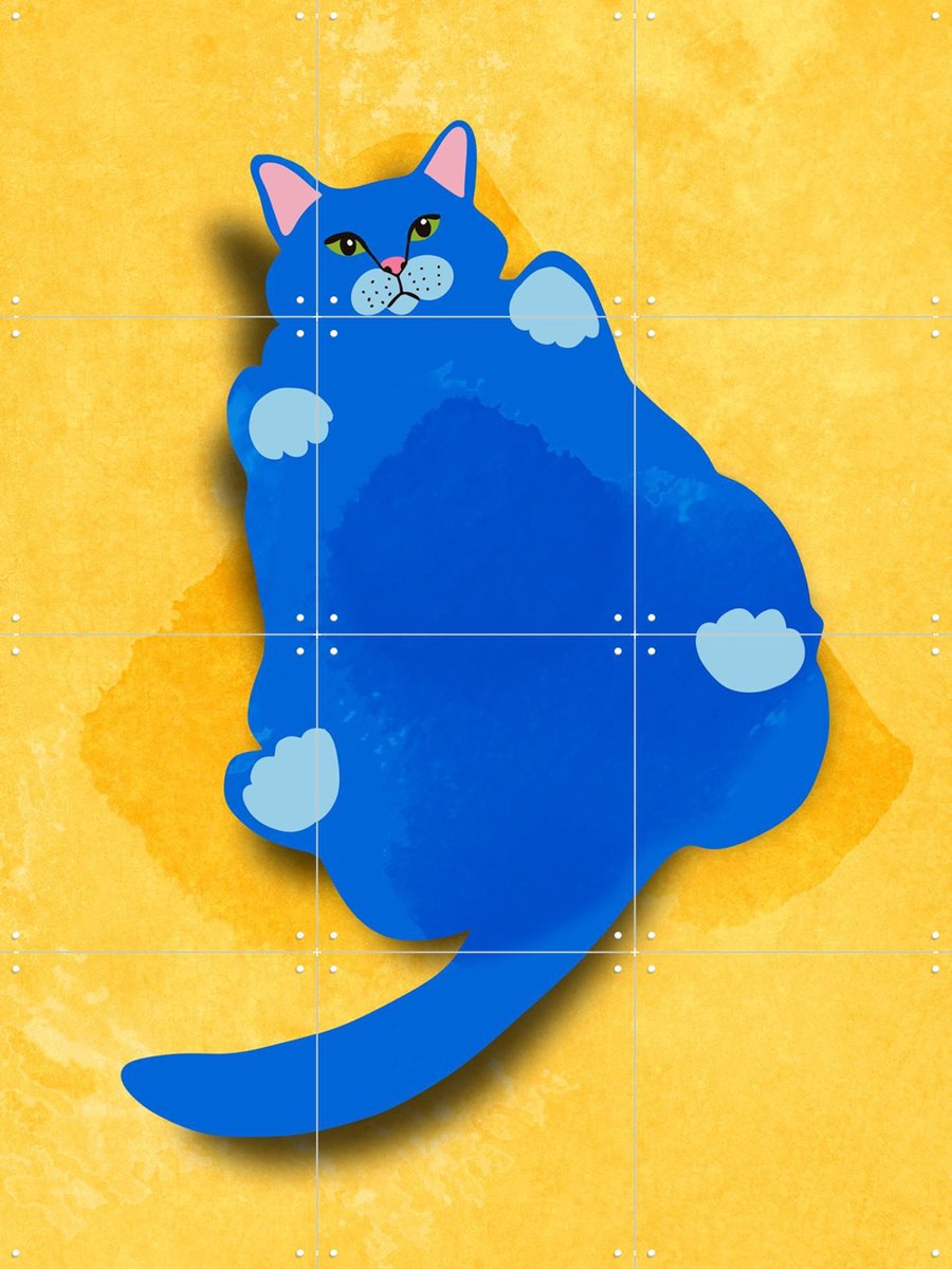 IXXI Fat Cat, Raissa Oltmanns - 60 x 80 cm - Gratis ophangtool - Grote wanddecoratie en posters Kinderkamer, Kinderen