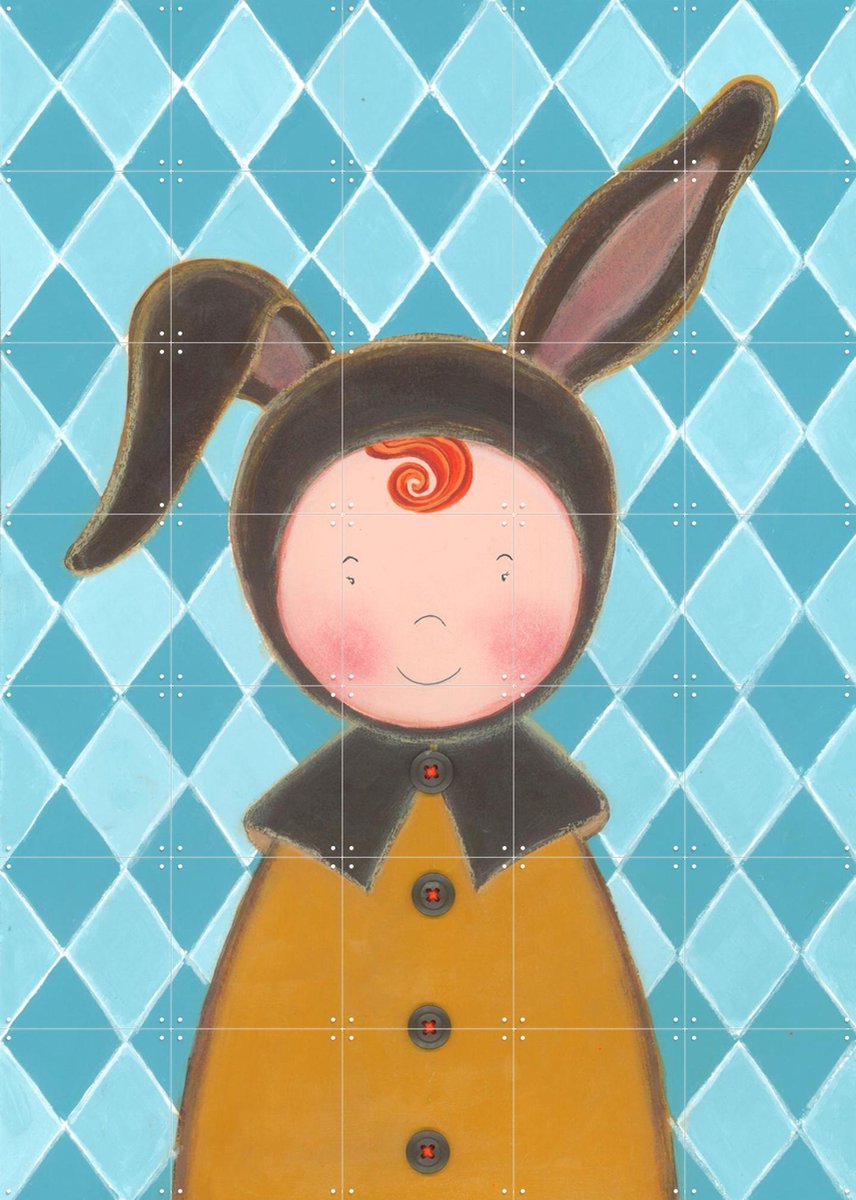 IXXI Hazenkind, Desirée van Hattem - 100 x 140 cm - Gratis ophangtool - Grote wanddecoratie en posters - Kleurrijk, Kinderkamer, Kinderen