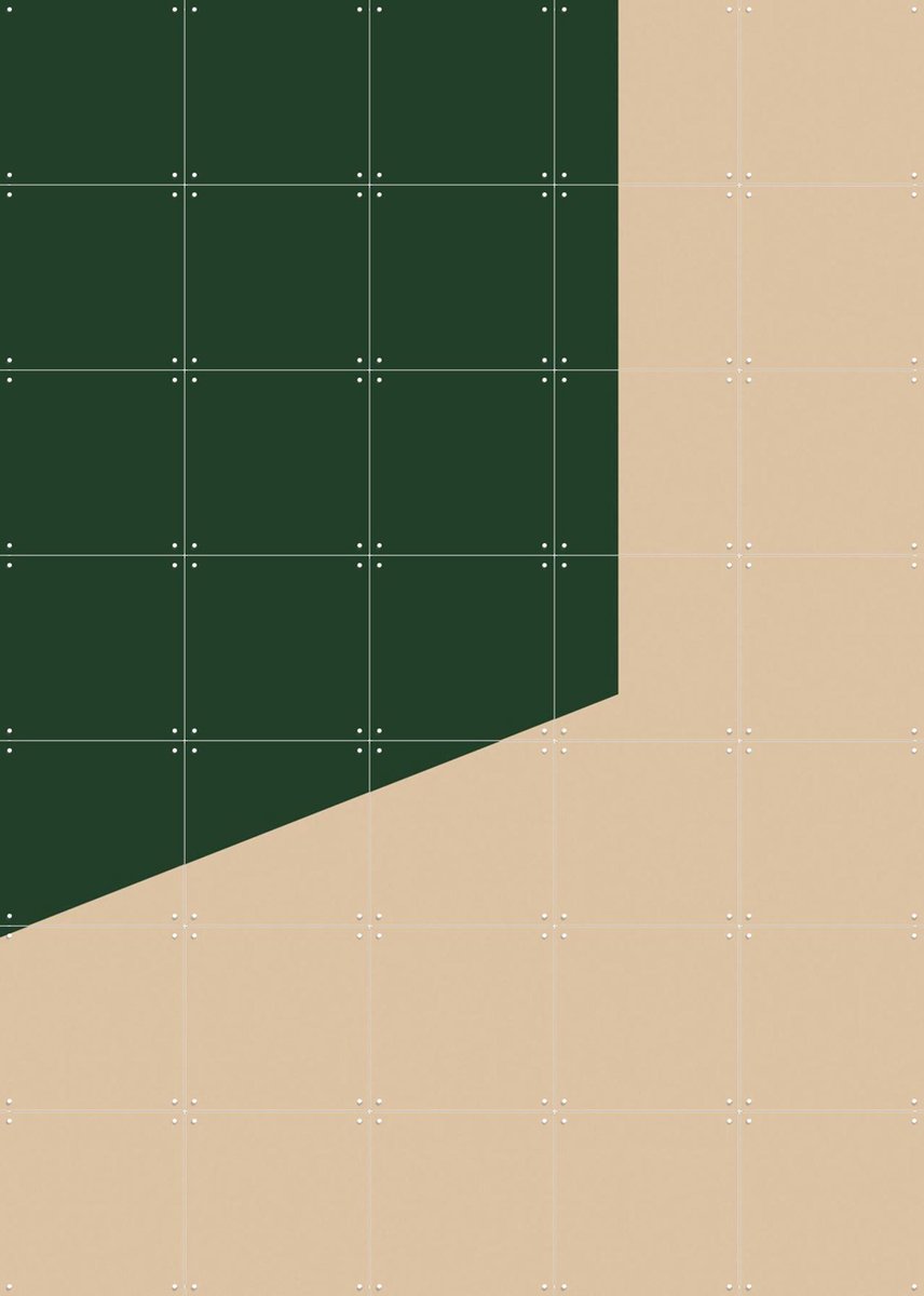 IXXI Color blocking - Beige Green, Allon Dery - 100 x 140 cm - Gratis ophangtool - Grote wanddecoratie en posters - Minimalisme, Abstract, Grafisch