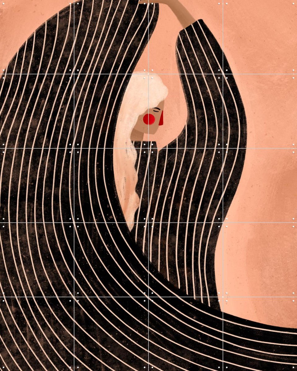 IXXI The Woman With the Black Dress, Bea Müller & Various - 80 x 100 cm - Gratis ophangtool - Grote wanddecoratie en posters - Line art, Surrealisme