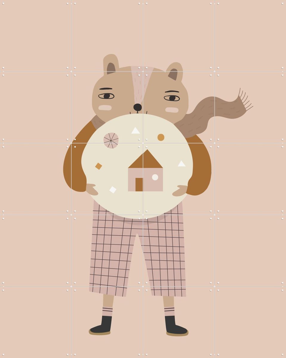 IXXI Cute Bear, Little Otja - 80 x 100 cm - Gratis ophangtool - Grote wanddecoratie en posters - Fantasierijk, Grafisch Ontwerp, Speels, Illustraties