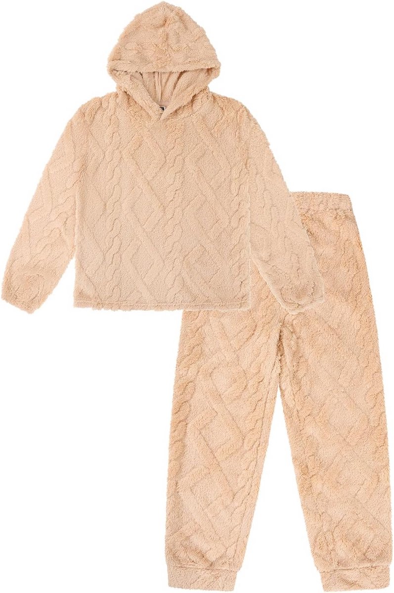 Warme Meisjes Fleece Loungeset met Kabelpatroon voor Kinderen