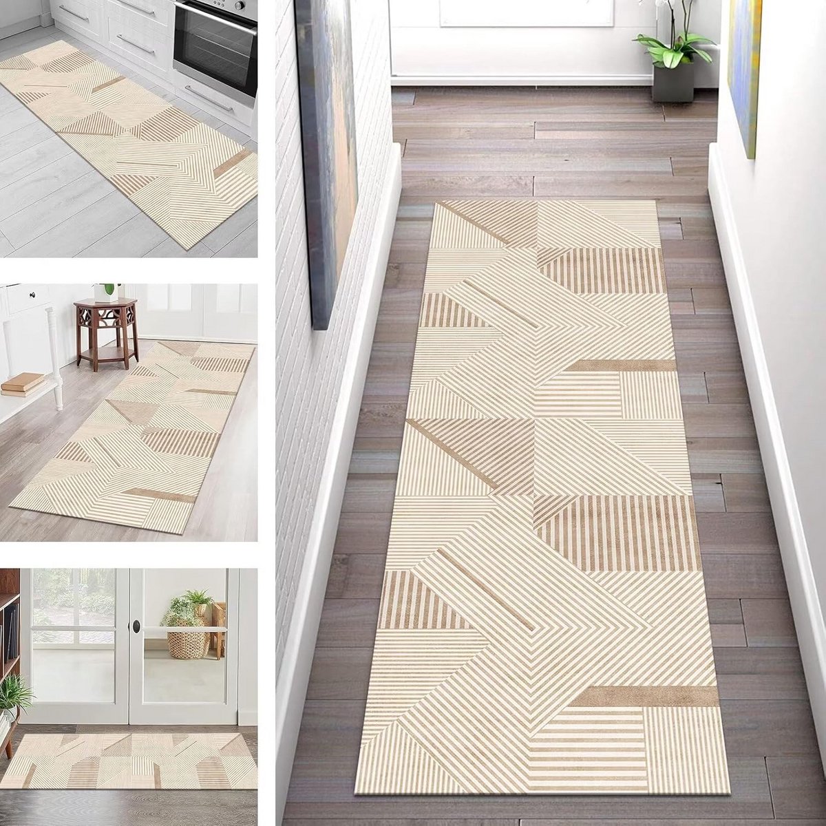 Antislip Vloerkleed en Keukenloper - Wasbaar Tapijt voor Woonkamer, Gang of Hal - Bruin Ge
