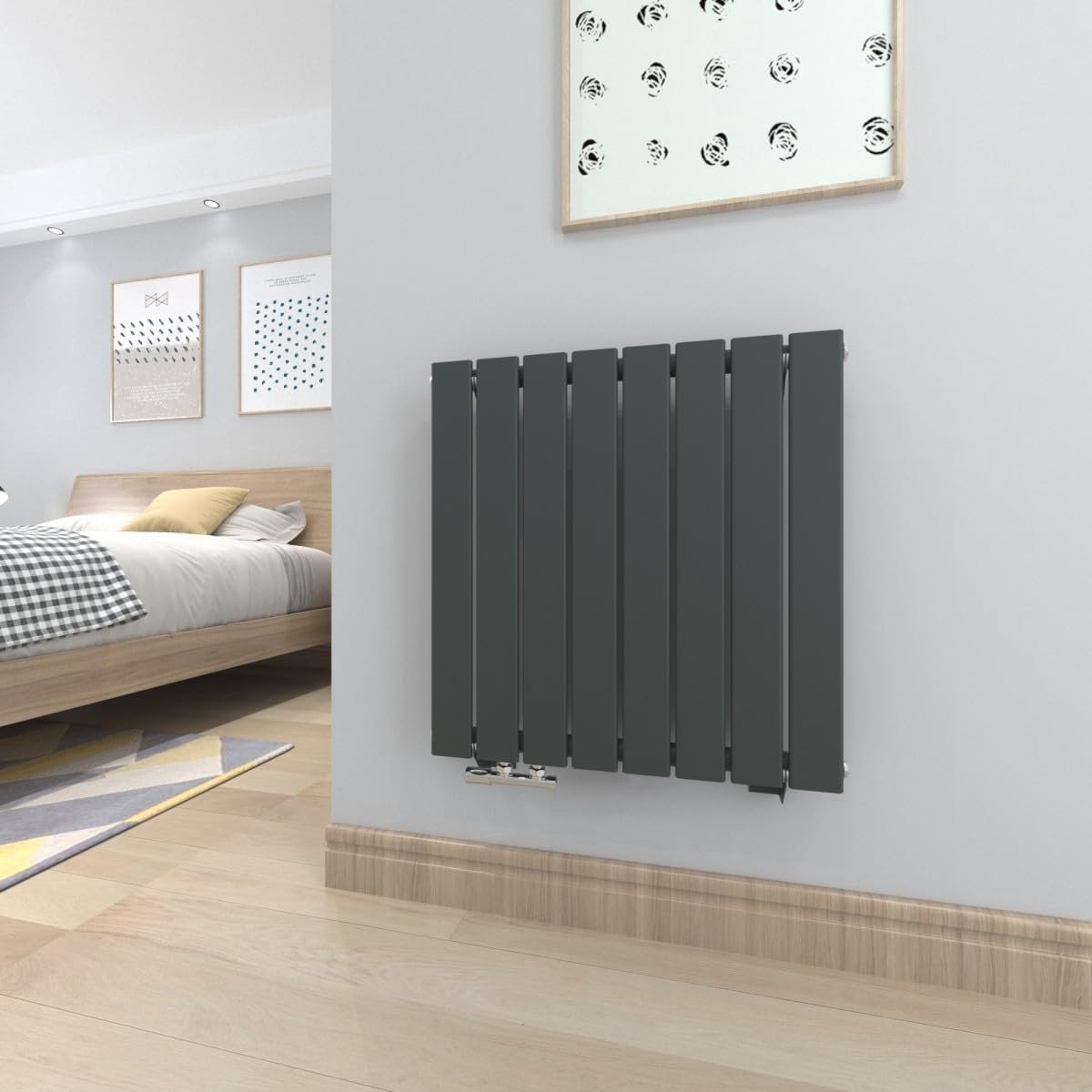 Moderne Design Radiator 630x616mm Antraciet Horizontaal Paneel