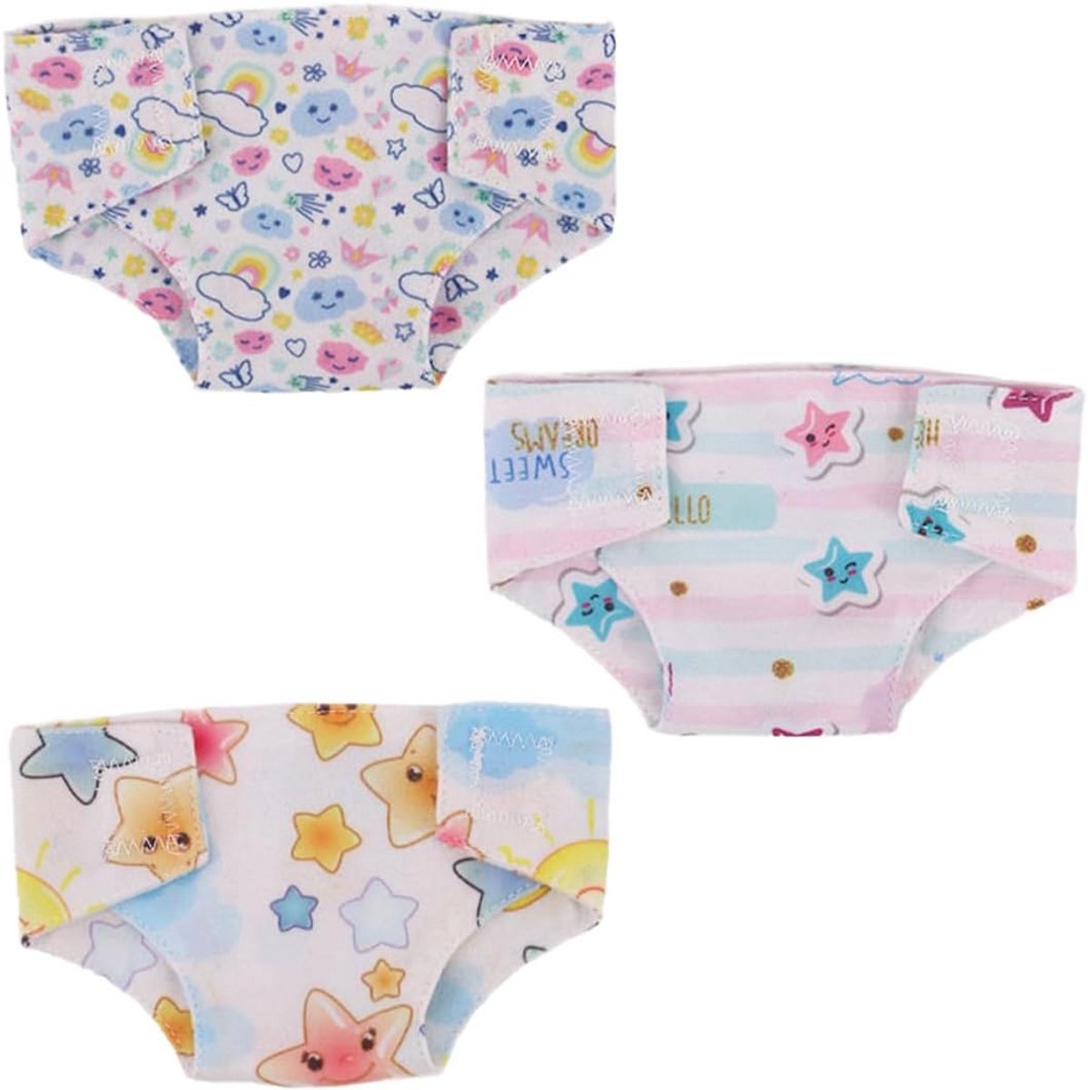 3 Stuks Luiers voor Poppen van 45 cm - Baby Poppen Accessoires Speelgoed