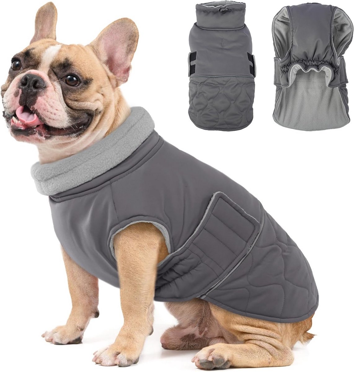 Warme Waterdichte Hondenjas met Fleece Voering en Harnasgat voor Middelgrote Honden