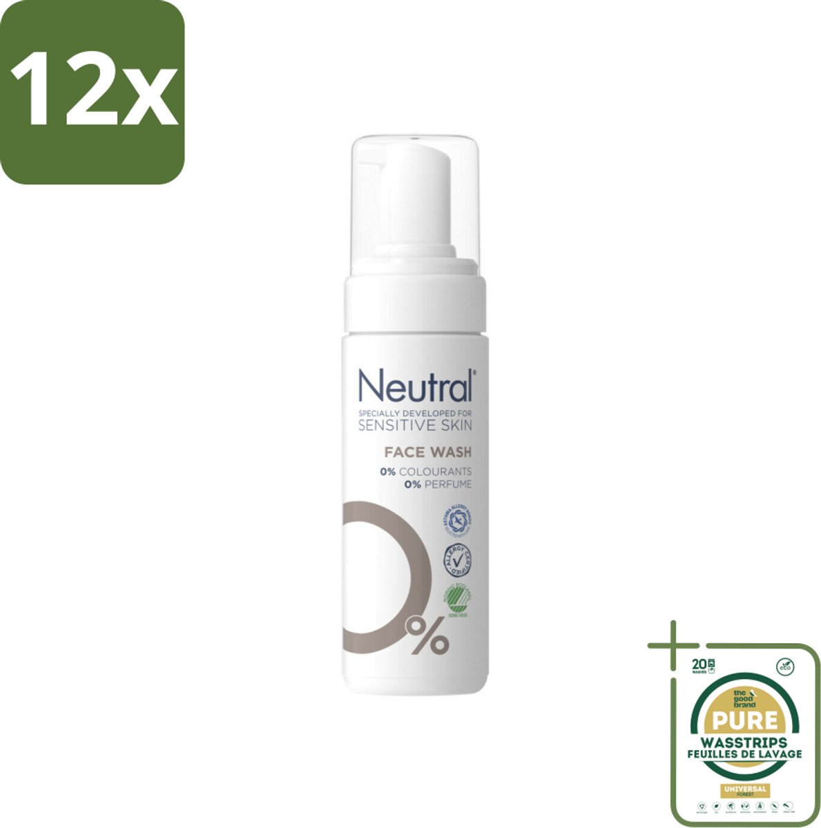 Neutral Facewash 150 ml - Voordeelverpakking - 12 stuks - Gevoelige huid - Milde reiniging