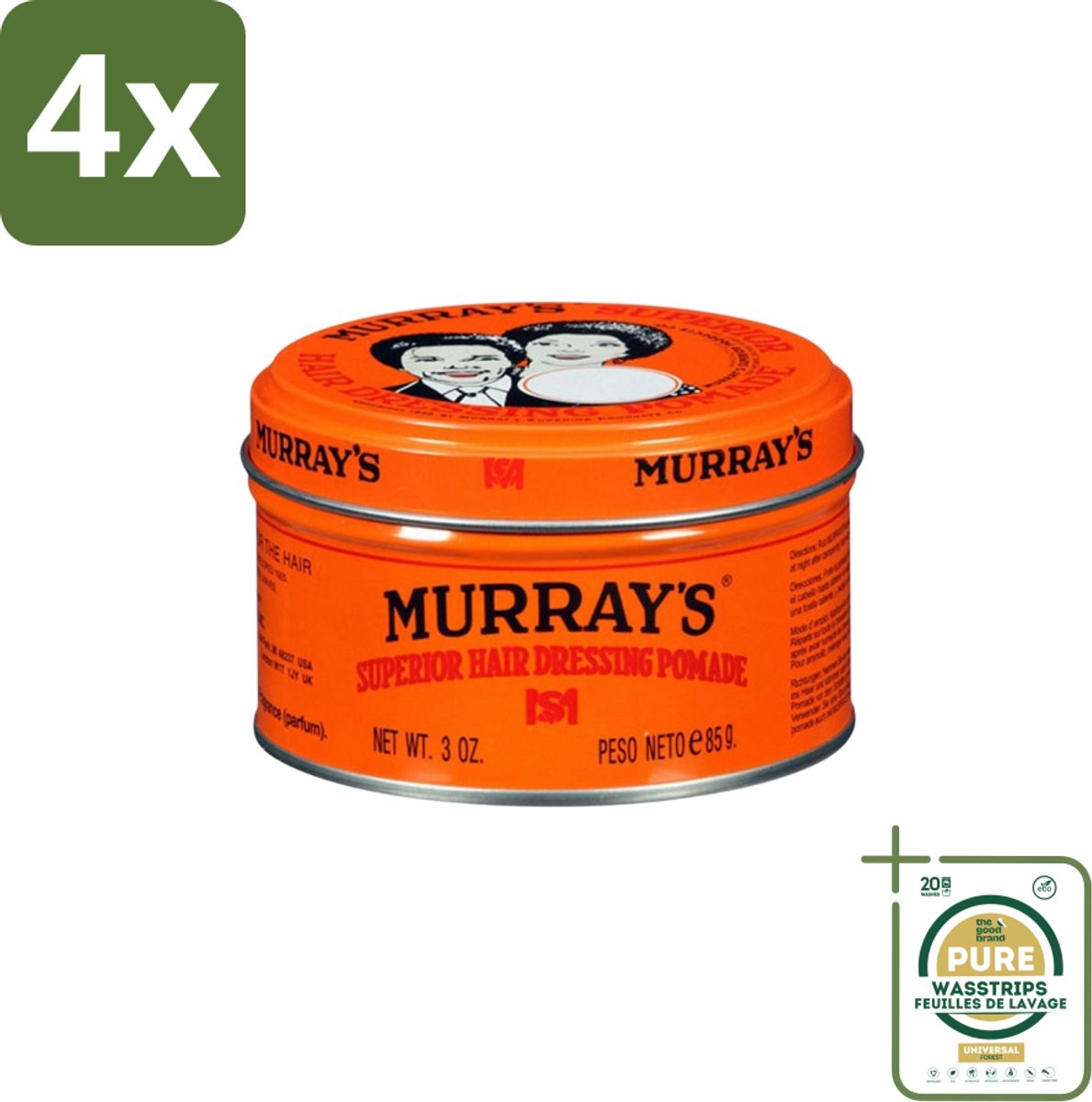 Murray’s – Pomade – Original – 85 g - Voordeelverpakking - 4 stuks - Haartypen - Haarstyling