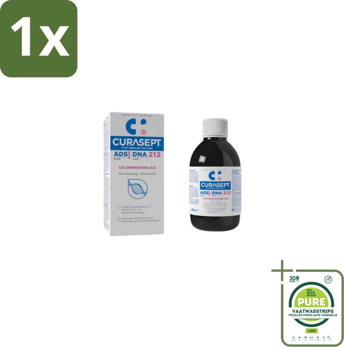 1 x Curasept Mondspoeling ADS DNA 212 0,12% CHX 200 ml - Mondspoeling - Chloorhexidine - Tandvlees - Tandplak - Mondhygiëne