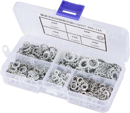 1147 stuks platte sluitringen, roestvrijstalen sluitringen, assortimentset, 9 maten, platte borgringen, carrosserieschijven voor schroeven, moeren, M2, M2.5, M3, M4, M5, M6, M8, M10, M12