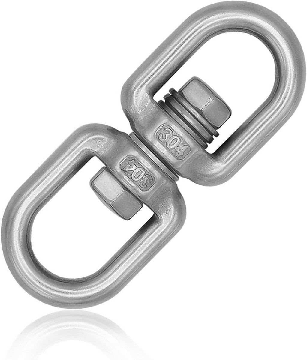 Kogellager Draaikrans RVS Vangnet 8mm 250kg voor Hangmat Schommel of Bokszak