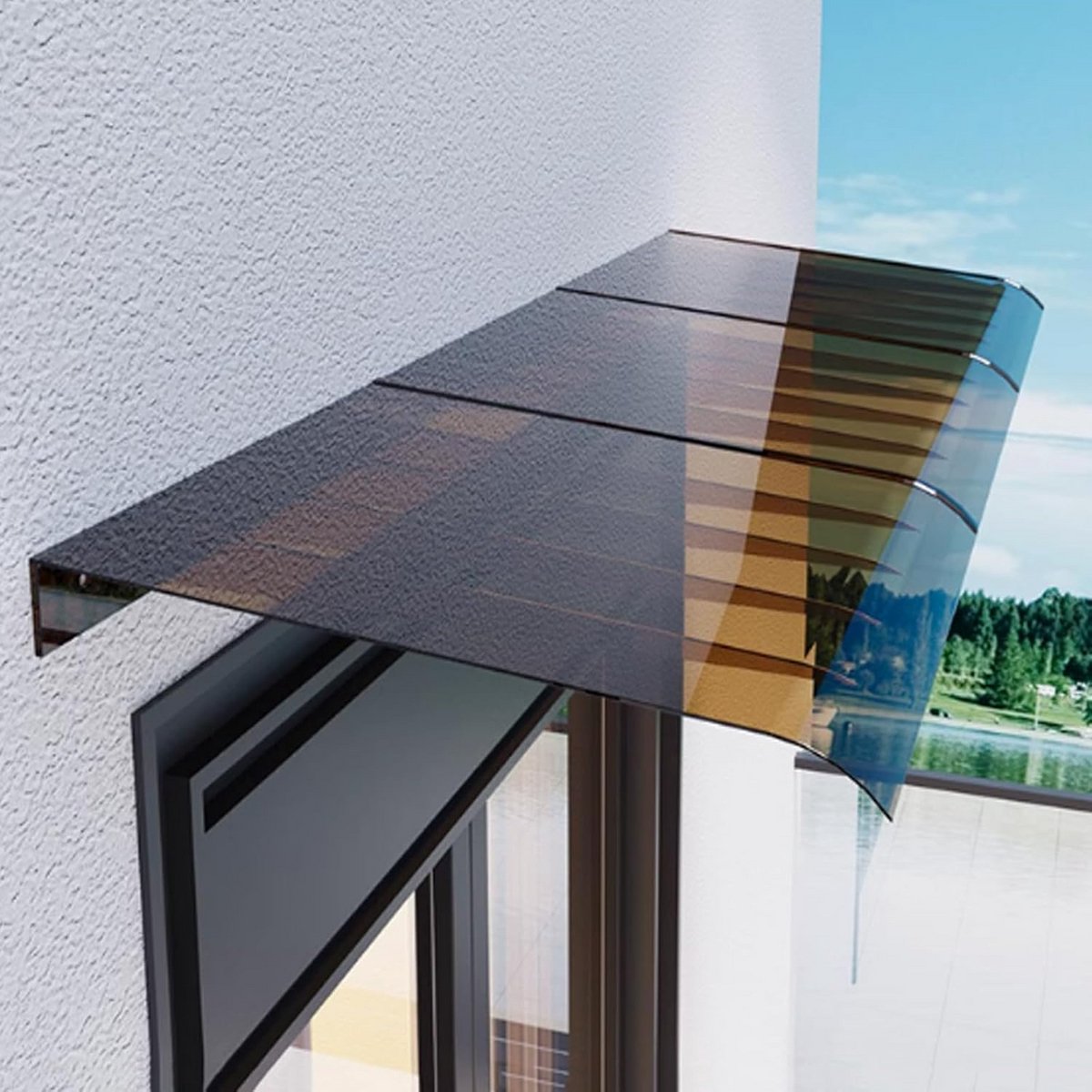Gebogen Deur en Raam Luifel in Polycarbonaat - UV-Bestendig Regen Afdak