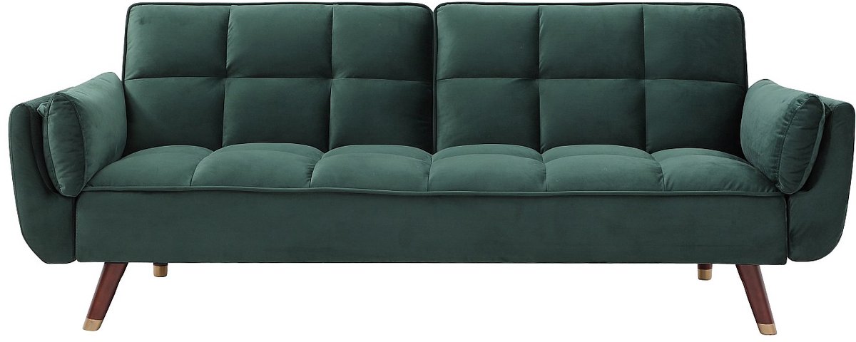 Vente-unique Driezitsslaapbank van groen velours GULCAN