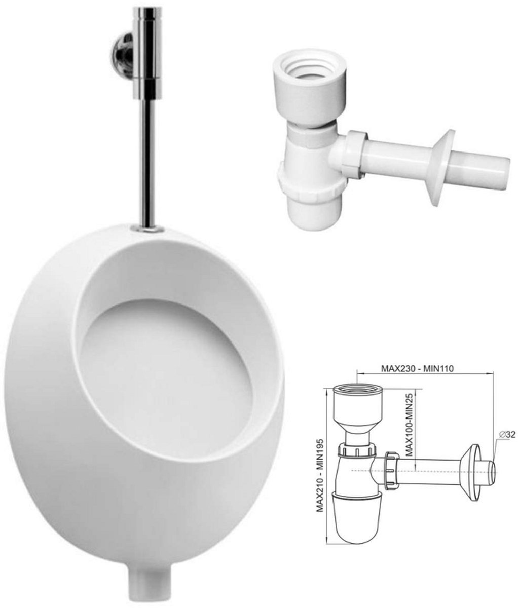Modern Keramisch Urinoir Wit - Verticale Afvoer en Bovenste Toevoer