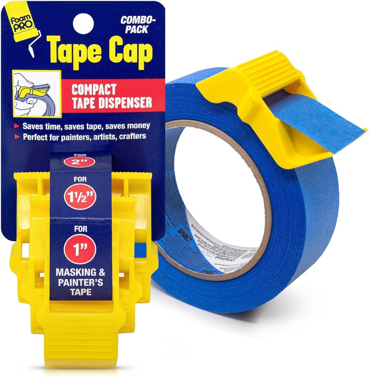Compacte Tape Dispenser Set (3-Pack) voor Maskingtape en Schilderstape (25mm, 38mm, 50mm)